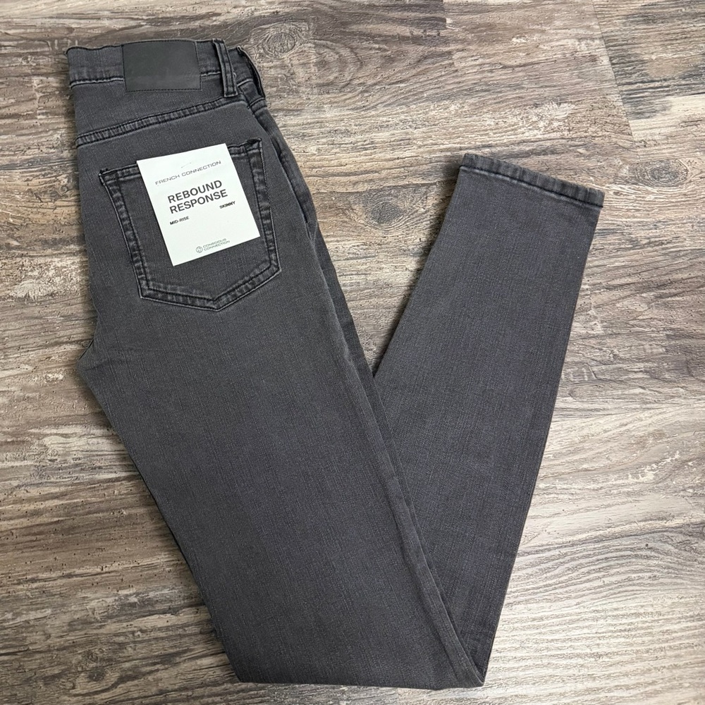French Connection Rebound Women’s Charcoal Gray Mid-Rise Skinny Jeans Sz 2